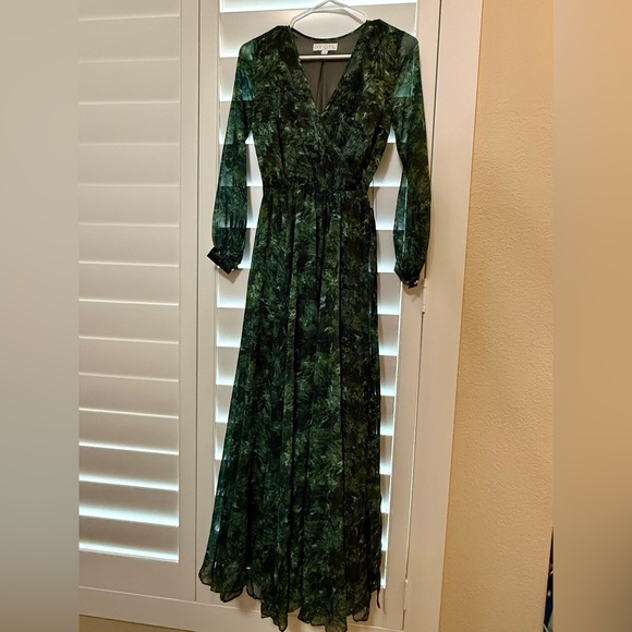 Ivy City Co Green Watercolor Maxi Dress Size XXS - Picture 3 of 5